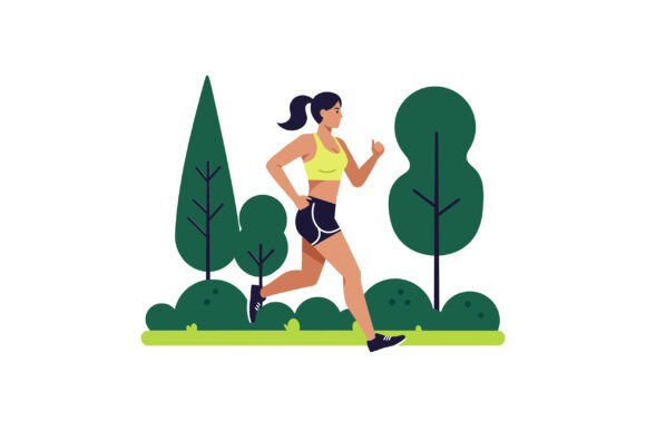 A Woman Jogging Energetically Through a – A Graphic Illustration Review