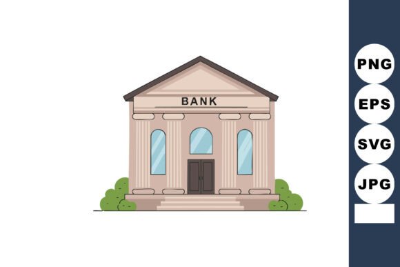 Bank Building Facade with Columns and En Graphics Review