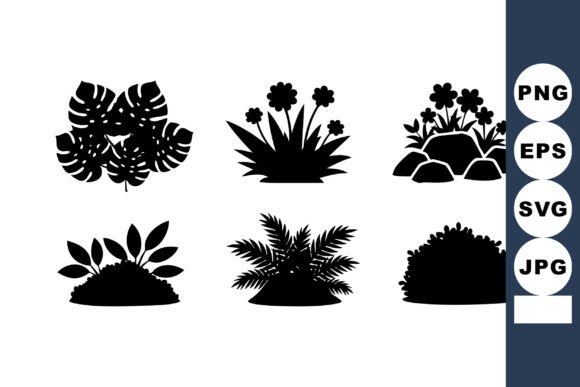 Black Silhouette Plants Vector Art for Crafts and Graphics