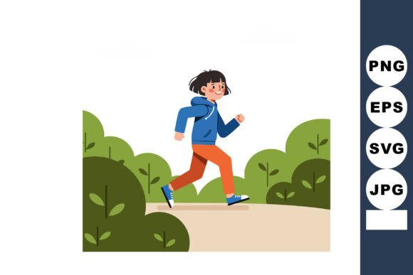 Boy Running Outdoors on Path with Green - A Vibrant Graphic for Local Branding