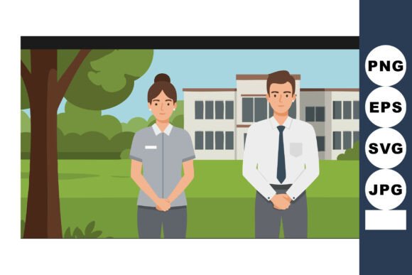Businessman and Businesswoman Standing I: Professional Illustration for Content Publishing