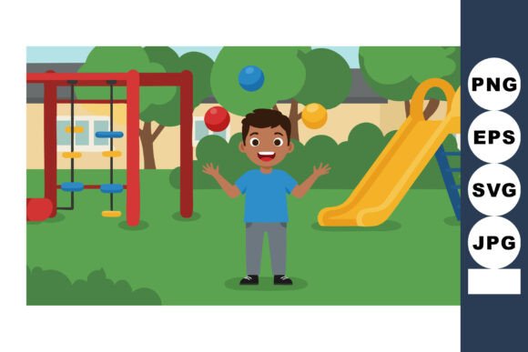Child Playing and Juggling Balls in Colo Graphics