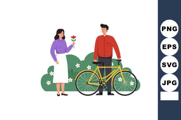 Couple with Yellow Bicycle and Woman Hol Graphics