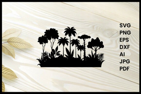 Dense Forest Undergrowth Silhouette for Crafts and Graphics