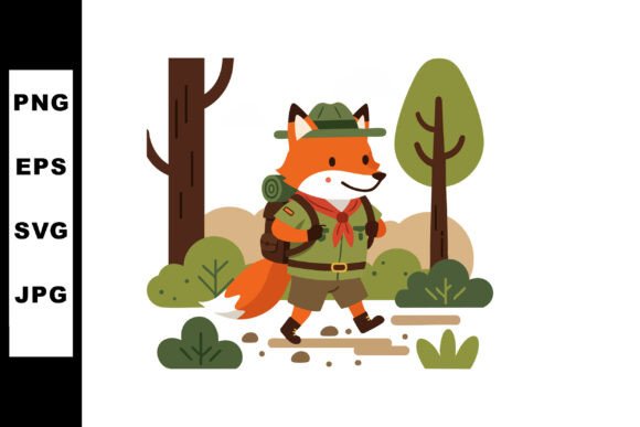 Fox Scout Hiking in Forest Nature Advent