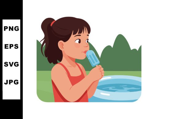 Girl Enjoying Blue Popsicle by Inflatabl: Graphics & Illustrations Review