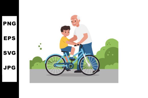 Grandfather Teaching Grandson to Ride
