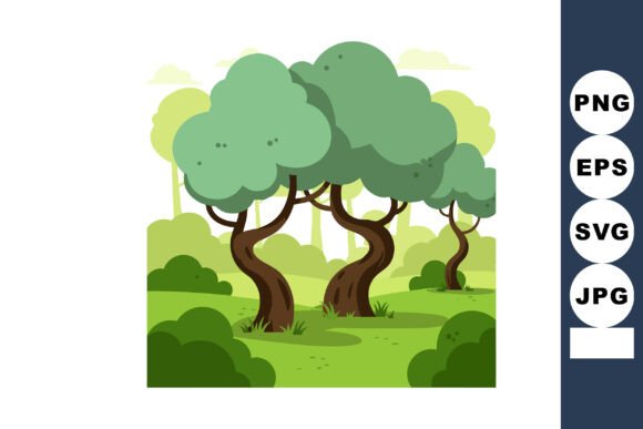 Green Trees in Forest Landscape Vector I - A Versatile Graphic Asset for Bloggers and Publishers