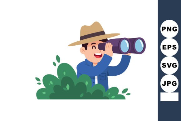 Man with Binoculars Observing Nature