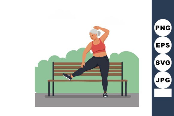 Mature Woman Stretching Leg Exercise Graphic