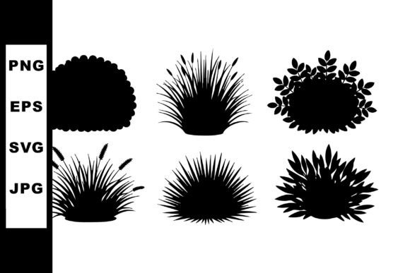 Silhouette Bush and Grass Vector Collect for Graphics & Illustrations