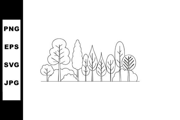 Various Tree Types Line Art Vector Illus for Graphics