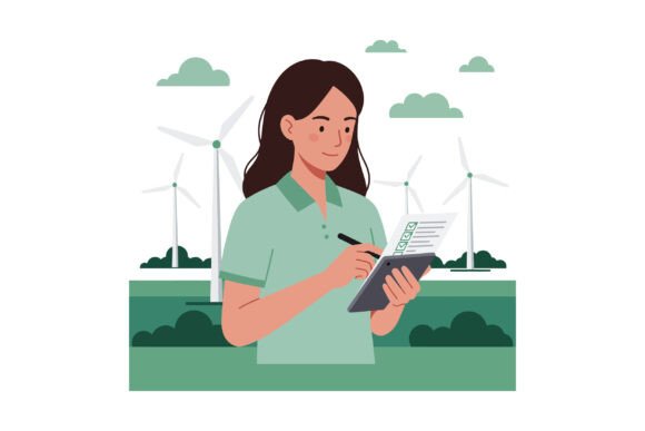 Woman with Checklist in Green Shirt Near - A Versatile Graphic Design Asset