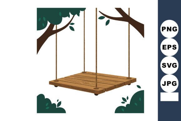 Wooden Tree Swing Illustration for Branding and Marketing